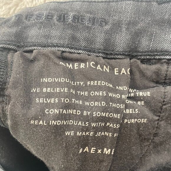 American Eagle Womens Jeans 26 Measured High Rise Skinny Jeggings Black Denim - Picture 8 of 16